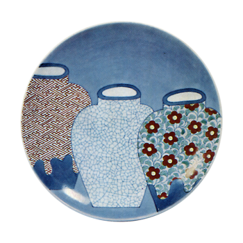 色鍋島 色絵 三壺文 五寸皿