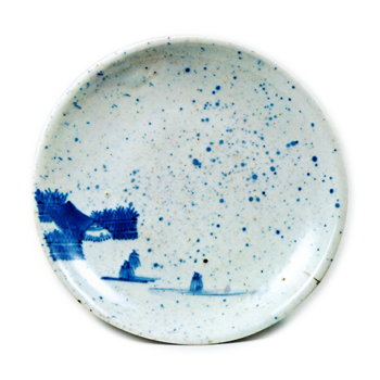 染付 吹墨 柴垣家屋文 皿