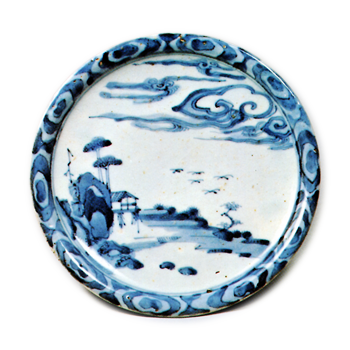 染付 山水文 皿