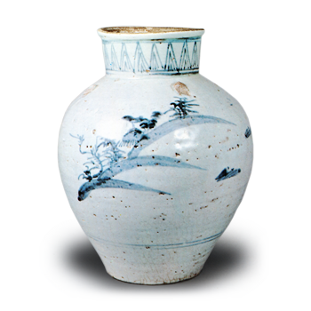 染付 山水文 壺