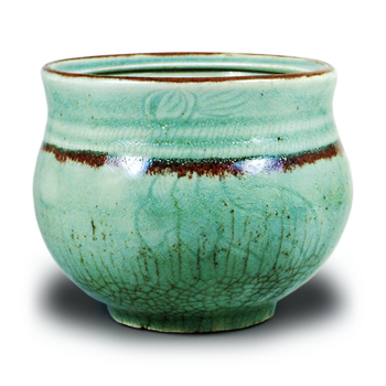 青磁 辰砂 広口 水指