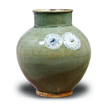 青磁 菊文 壺