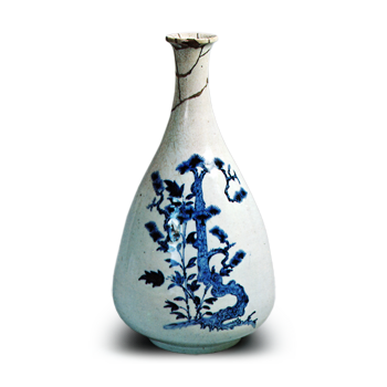 染付 松竹文 大徳利