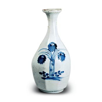 染付 菊文 面取 徳利