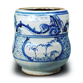 染付 松竹梅文 水指