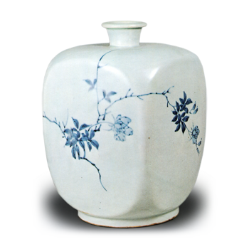 染付 花鳥文 角徳利