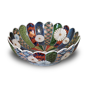 色絵 菊花形 鉢