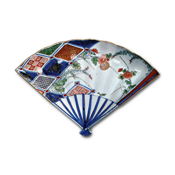 色絵 秋草文 扇面形 皿