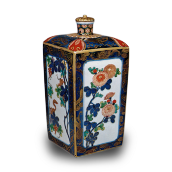 色絵 花秀人物文 角瓶