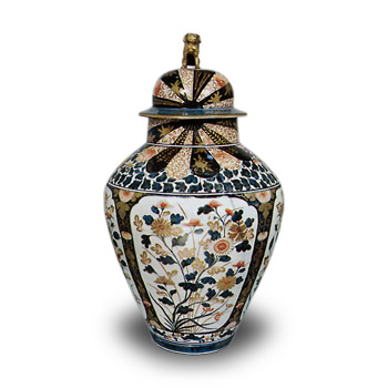 色絵 人物盛花文 六角 大壺