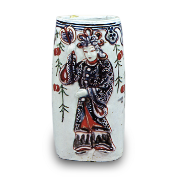 色絵 唐美人文 掛花生