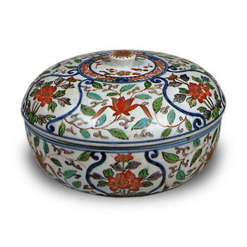 色絵 唐草文 蓋物