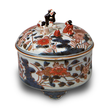 色絵 牡丹菊文 蓋物