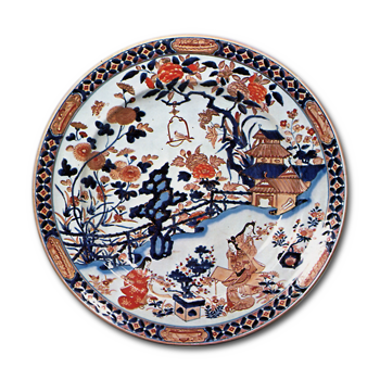 色絵 楼閣 美人文 大皿