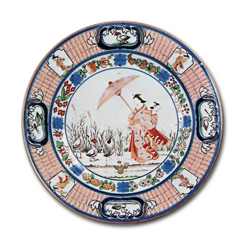 色絵 美人鷺文 大皿