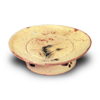 黄瀬戸 菖蒲文 台鉢