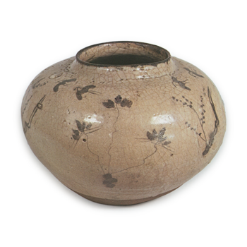 絵唐津松梅千鳥文壺