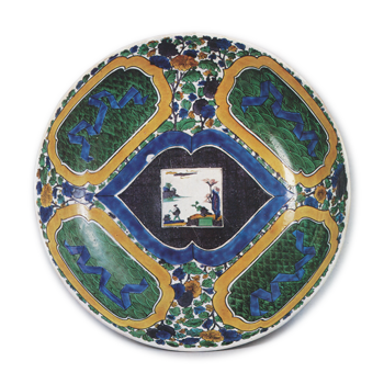 色絵 色紙 山水 百花文 大皿