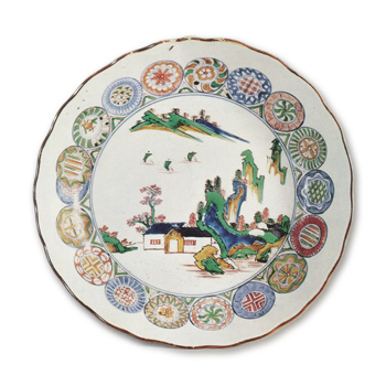 色絵 山水文 大皿