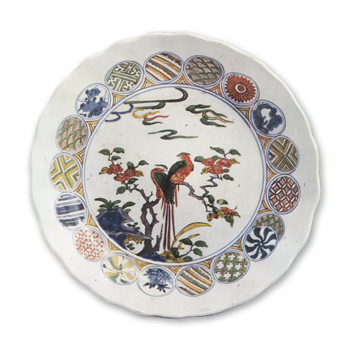 色絵 椿 双鳥文 大皿