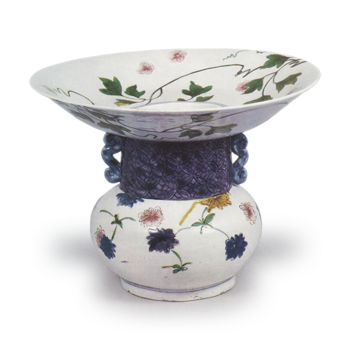 色絵 鉄線 蓮文 薄端 花入