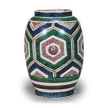 色絵 亀甲文 壺