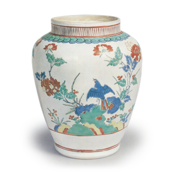 色絵 花鳥文 八角 壺