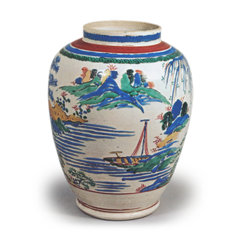 色絵 山水文 壺