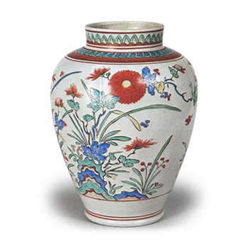 色絵 菊文 壺