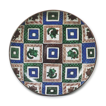 色絵 石畳 鳳凰文 大皿