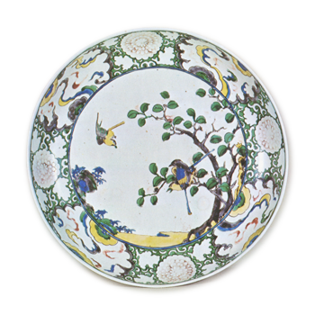 色絵 樹木 鳥文 大皿