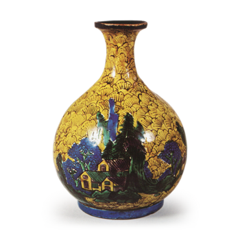 色絵 山水 家屋文 徳利