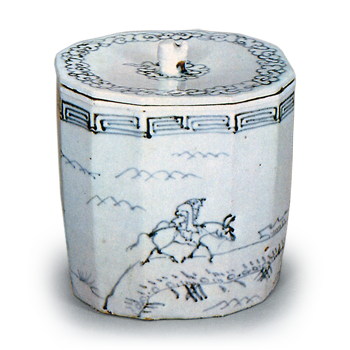 呉須十二角騎馬文水指 ごすじゅうにかくきばもんみずさし