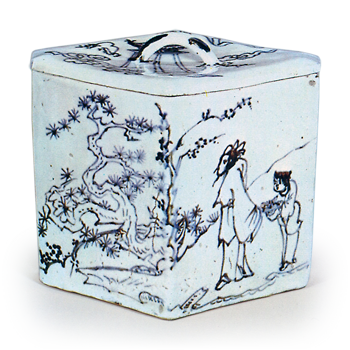 呉須菱形山水文水指 ごすひしがたさんすいもんみずさし