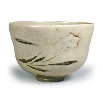 銹絵水仙図茶碗