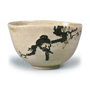 銹絵叭々鳥図茶碗