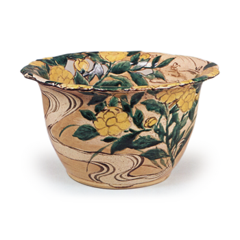 色絵山吹流水文深鉢