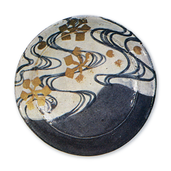 銹絵染付金彩絵替土器皿