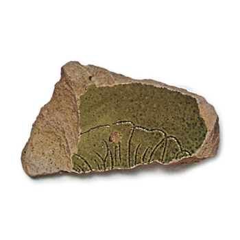 緑釉 花文椀破片