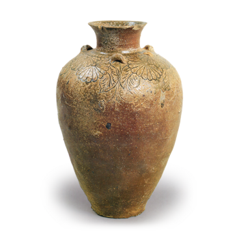 丹波 菊花文三耳壺