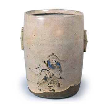 銹絵寒山拾得図水指