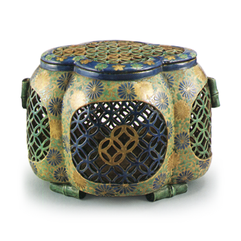 色絵七宝透文手焙