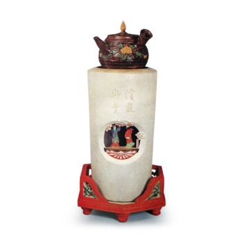 交趾写牡丹文急須、白泥涼炉