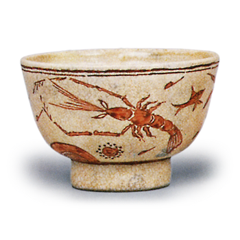 色絵魚貝文煎茶碗