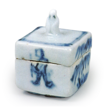 古染付写有馬筆香合