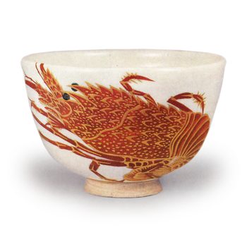 色絵海老文茶碗