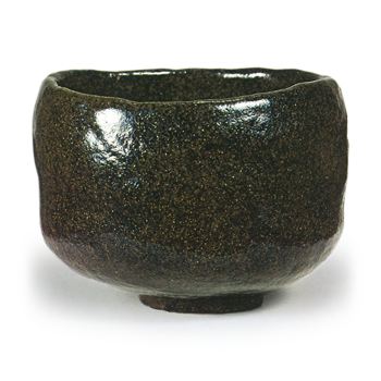 黒茶碗 銘夢浮橋 左入