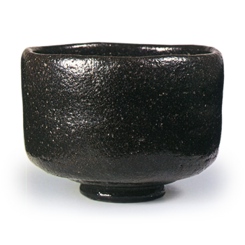 黒茶碗 銘秋津洲 左入